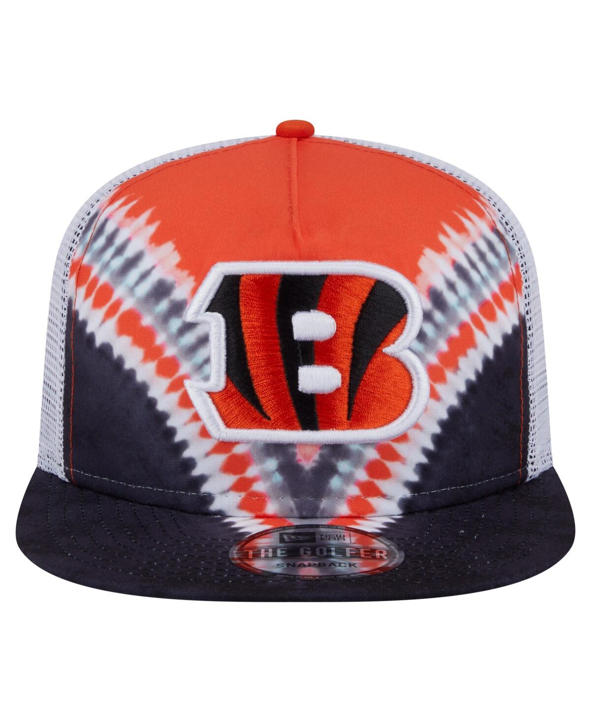 NEW ERA MEN'S ORANGE/BLACK CINCINNATI BENGALS THROWBACK DYE GOLFER SNAPBACK HAT 
