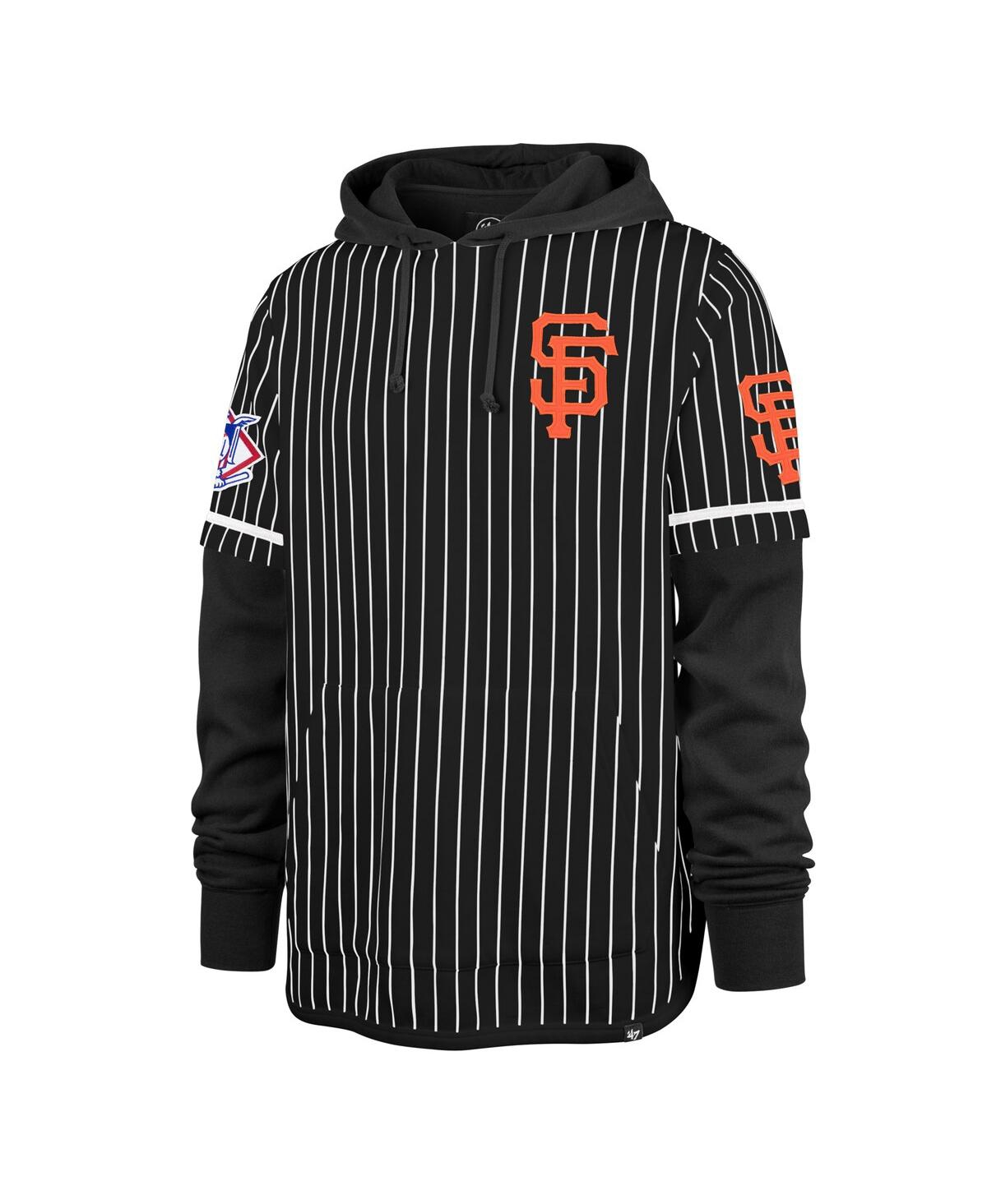 Shop 47 Brand Men's Black San Francisco Giants Pinstripe Double Header Pullover Hoodie