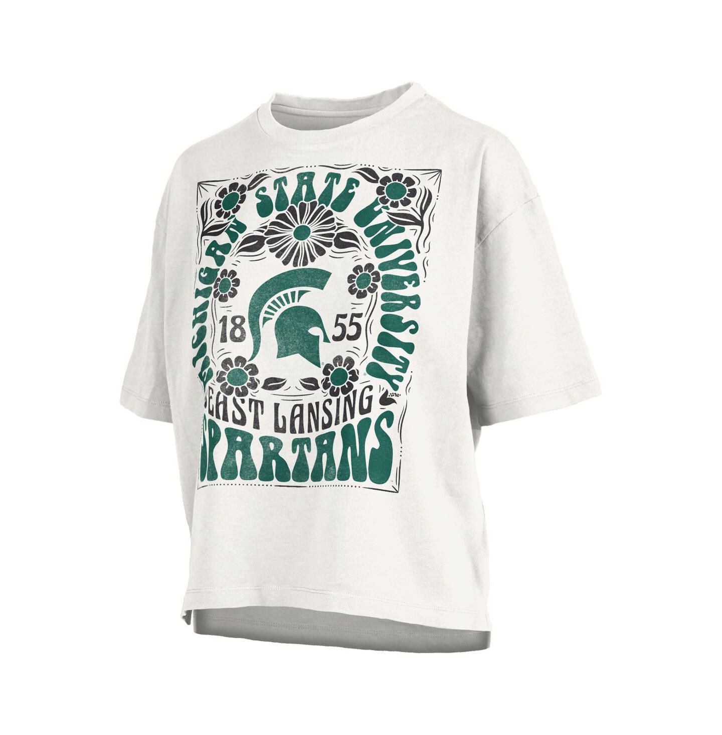 Женская футболка Pressbox White Michigan State Spartans Harmony Oversized — фото 3