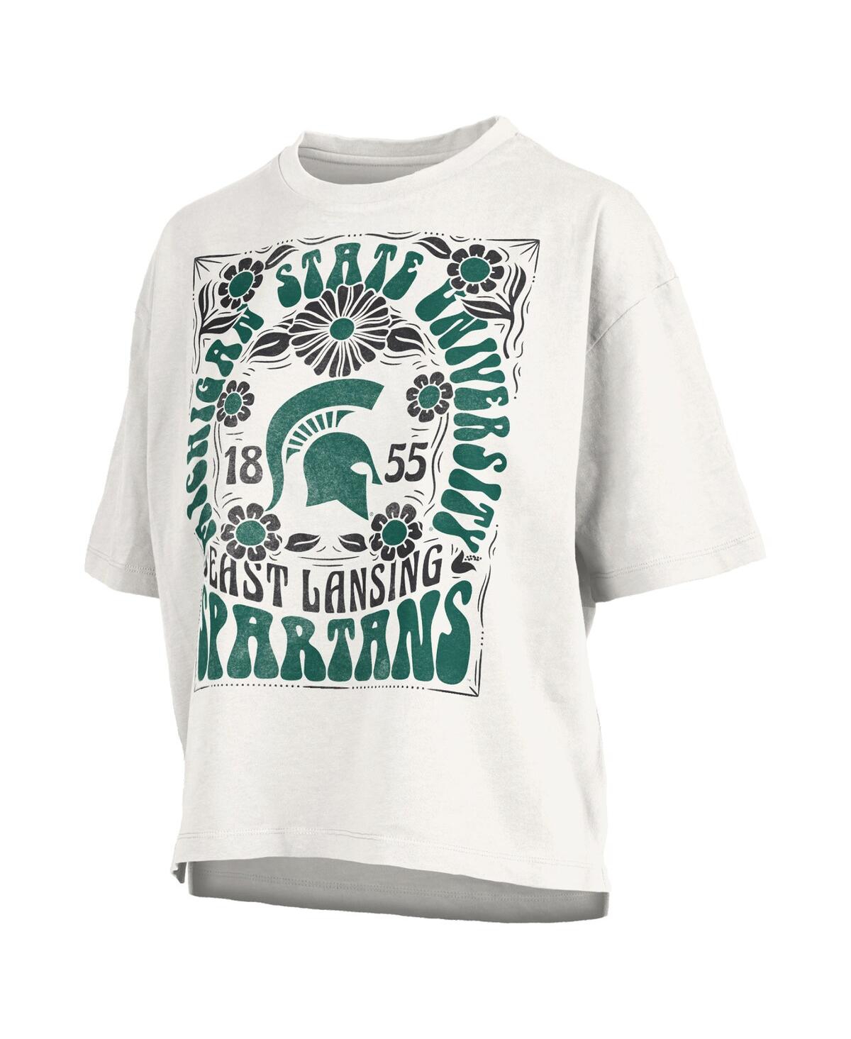 PRESSBOX WOMEN'S WHITE MICHIGAN STATE SPARTANS HARMONY OVERSIZED T-SHIRT 
