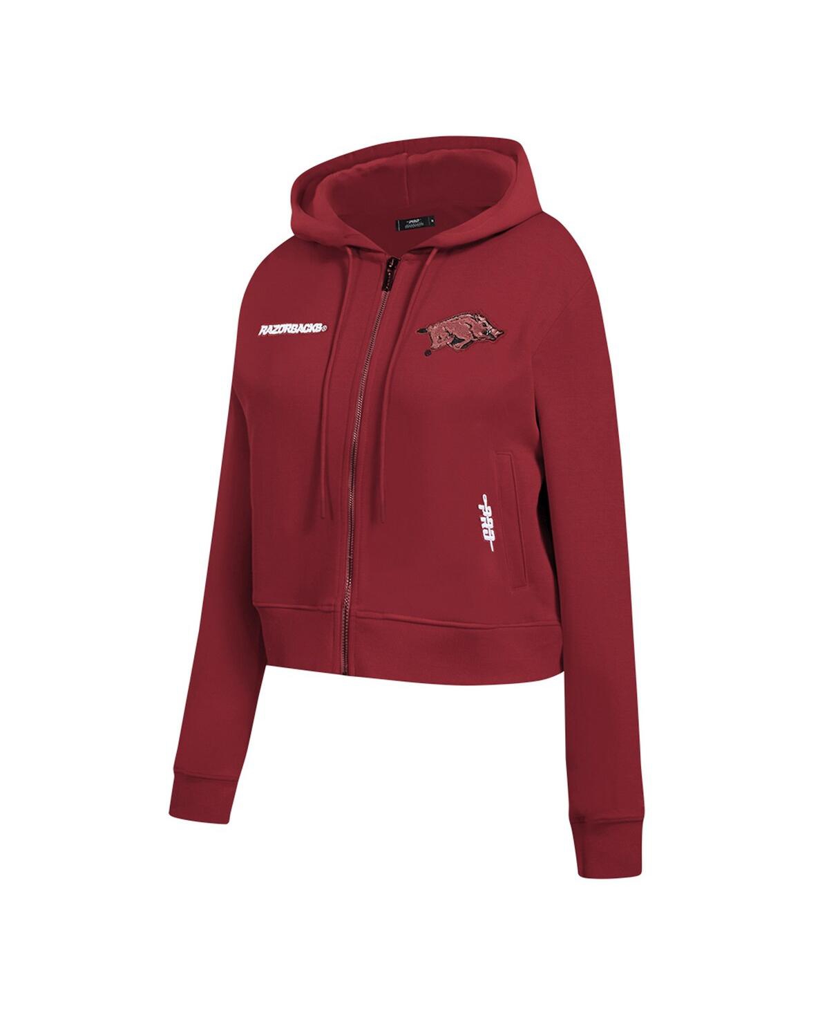 Pro Standard Women's Cardinal Arkansas Razorbacks Game Day Sequin Full-zip Hooded Jacket In Cardinal
