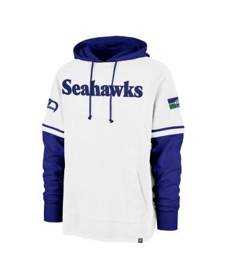 Men's White Seattle Seahawks Throwback Shortstop Pullover Hoodie