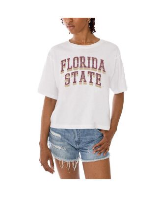 Women's White Florida State Seminoles Claim To Fame Boxy Cropped T-Shirt