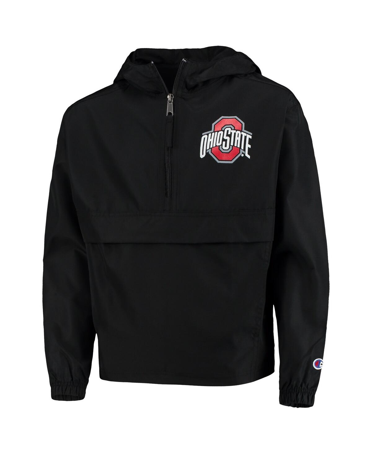Champion Big Boys And Girls Black Ohio State Buckeyes Pack Go Quarter-zip Windbreaker Jacket In Black