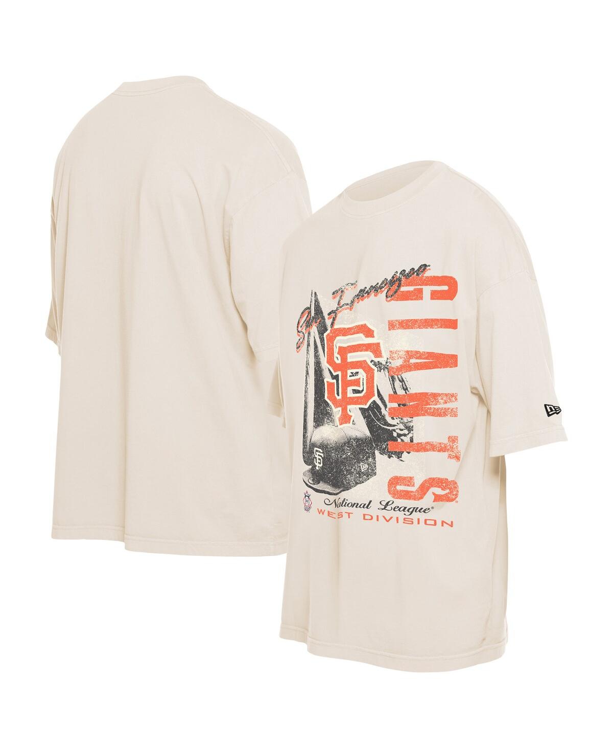 New Era Men's Cream San Francisco Giants Cooperstown Collection Oversized Throwback Distressed T-shirt In Neutral