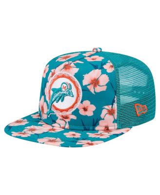 New Era - Men's  Aqua Miami Dolphins Adventure Pattern Golfer Snapback Hat