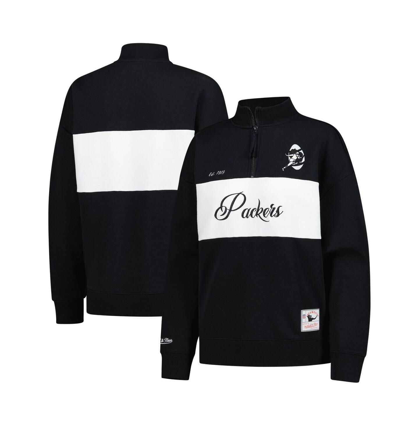 Женская куртка Mitchell & Ness Black Green Bay Packers Quarter-Zip — фото 1