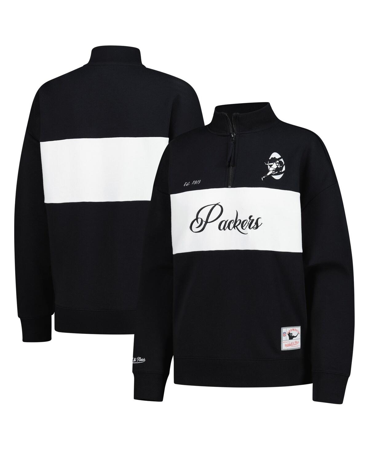 Women's Black Green Bay Packers Quarter-Zip Jacket - Black