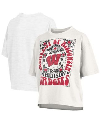 Pressbox - Women's White Wisconsin Badgers Harmony Oversized T-Shirt