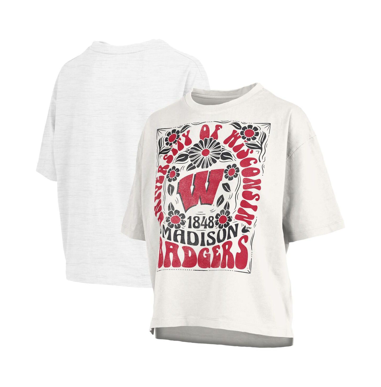 Женская футболка Pressbox White Wisconsin Badgers Harmony Oversized — фото 1