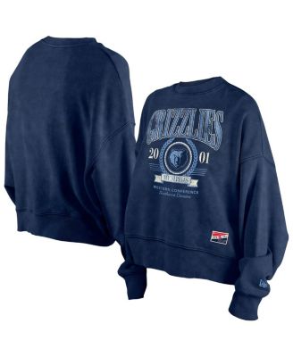 New Era - Women's Navy Memphis Grizzlies Hardwood Classics Enzyme Wash Oversized Boxy Pullover Sweatshirt