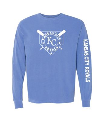 Soft As A Grape - Women's Royal Kansas City Royals Pigment Dye Long Sleeve T-Shirt