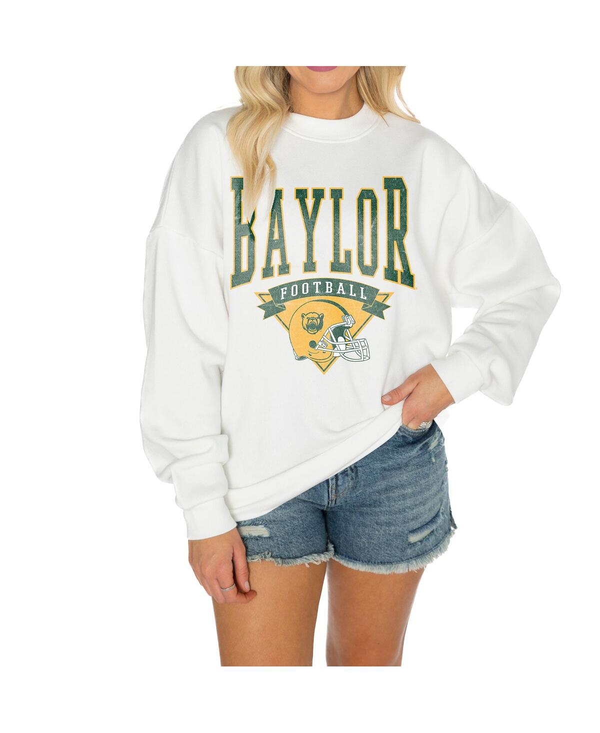 Gameday Couture Women's White West Virginia Mountaineers Good Vibes Premium Fleece Drop Shoulder Pullover Sweatshirt In White