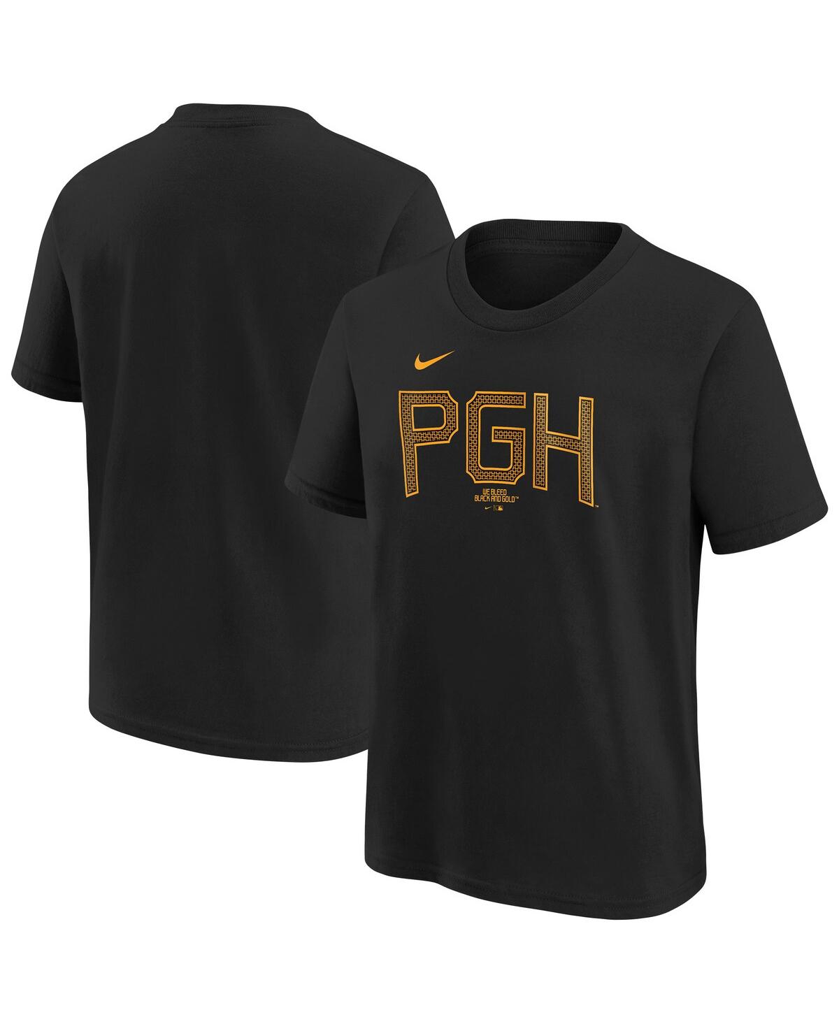 Nike Big Boys And Girls Black Pittsburgh Pirates City Connect Wordmark T-shirt In Black