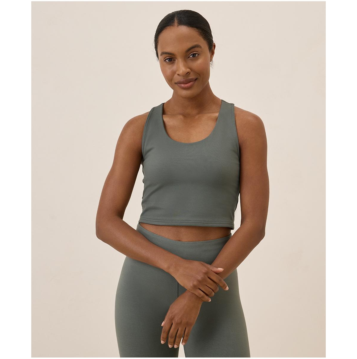 Pact Women's On the Go-To Crop Tank Made With Organic Cotton - Castor grey