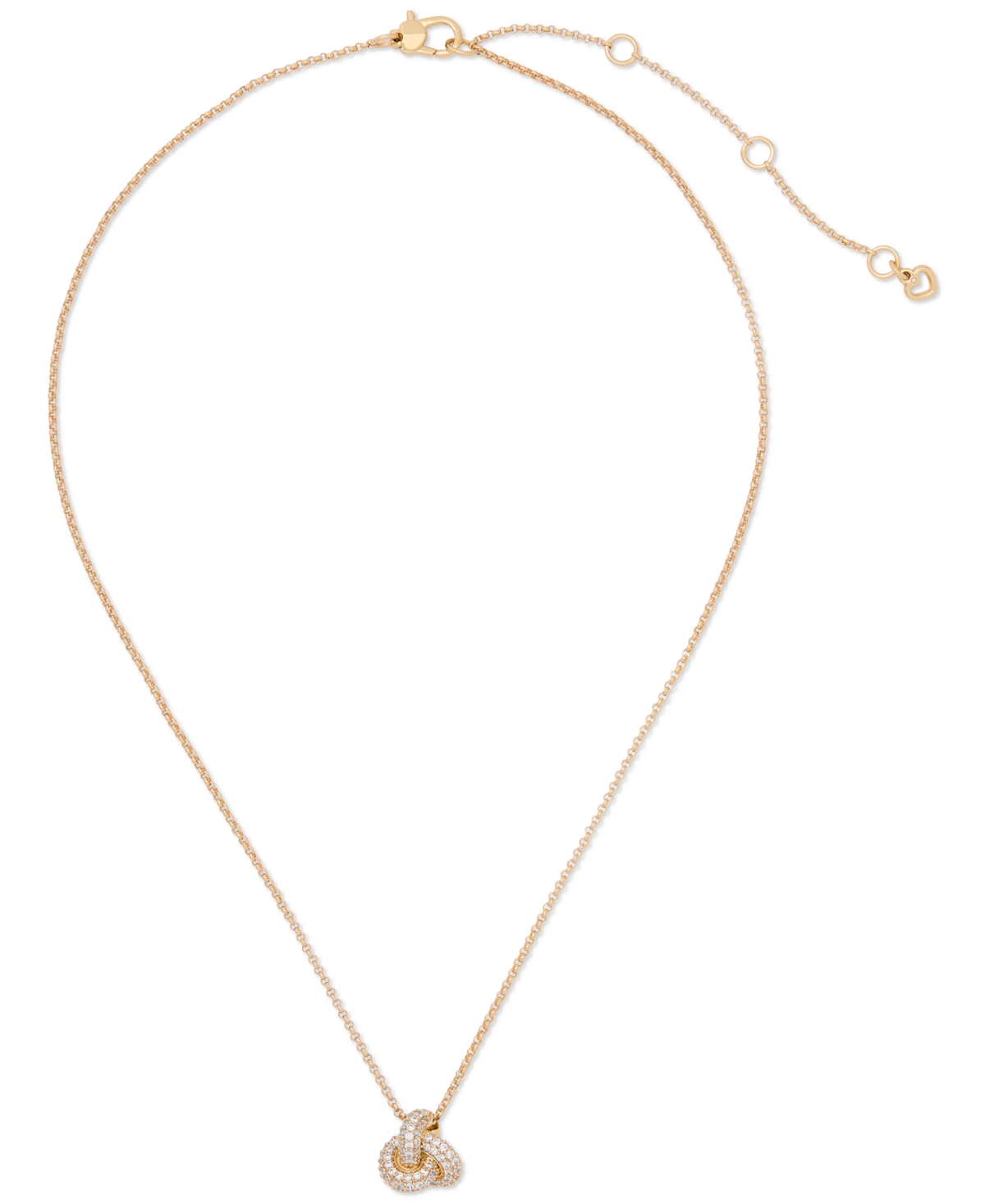 Kate Spade Gold-tone Pave Double Knot Pendant Necklace, 16" + 3" Extender