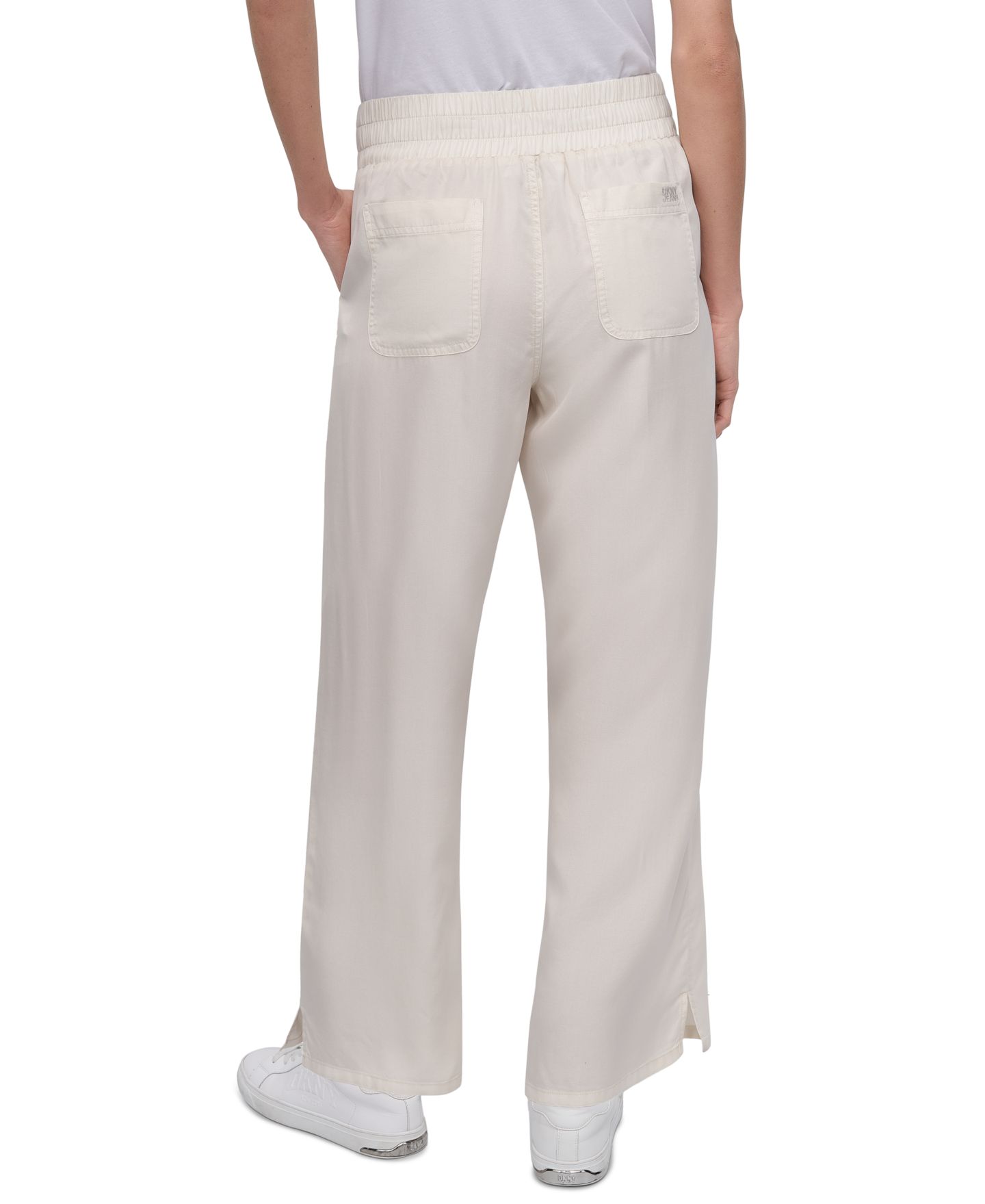 Женские брюки DKNY Jeans Petite Smocked-Waist Wide-Leg, цвет: Светлый хаки — фото 5