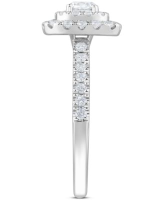 Diamond Cushion Shaped Round-Cut Multi Halo Engagement Ring (1 ct. t.w.) in 14k White Gold