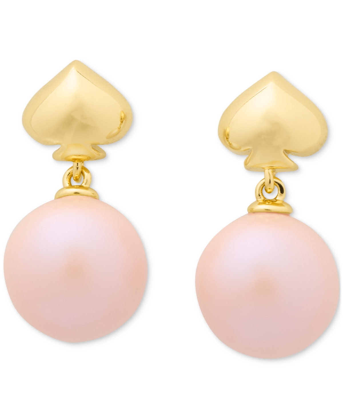 Gold-Tone Spade & Imitation Pearl Drop Earrings - Light. Pin