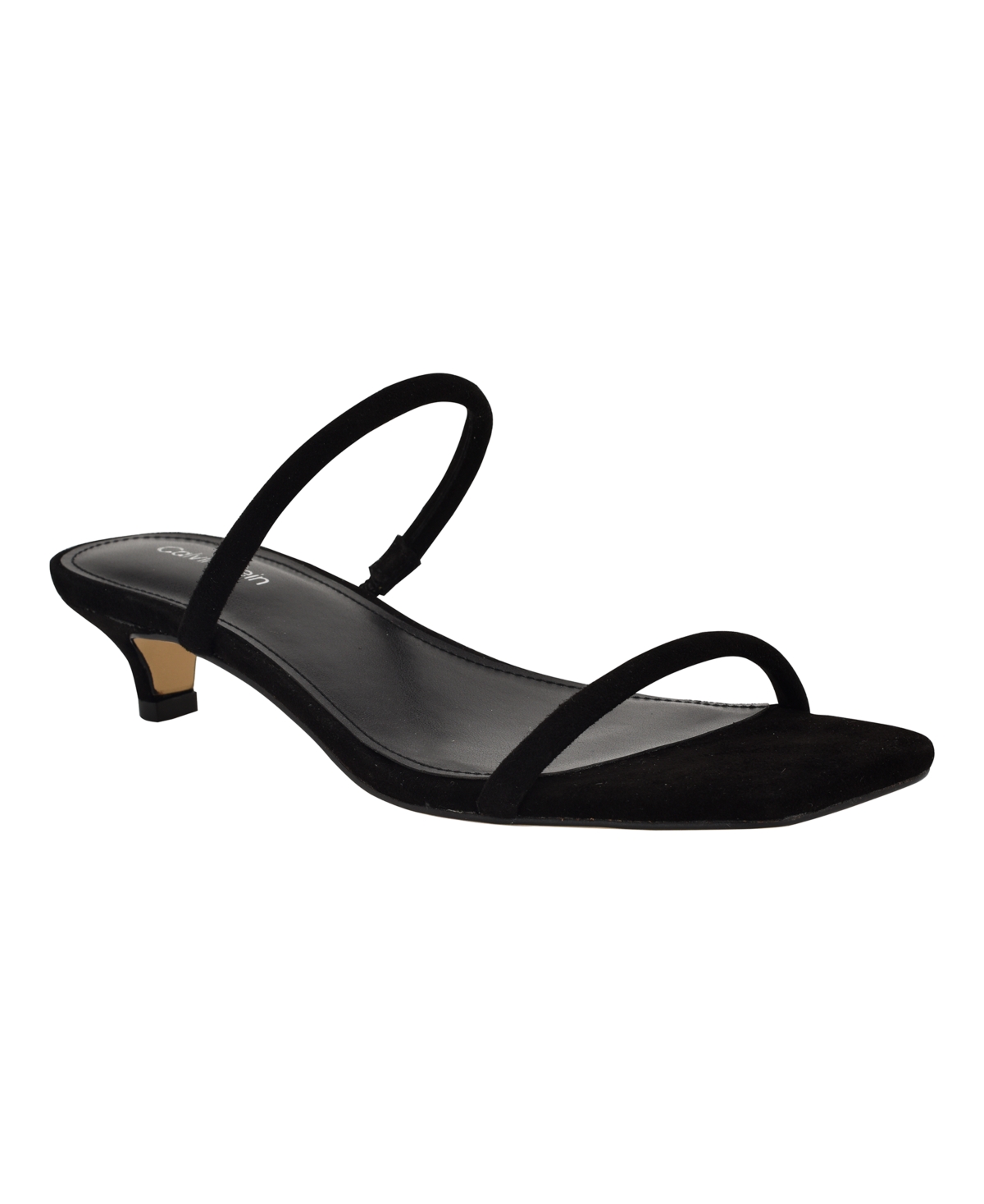 Calvin Klein Women's Limia Strappy Kitten Heel Sandals In Black Suede