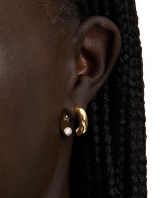 Small Crystal Hoop Earrings, 0.65"