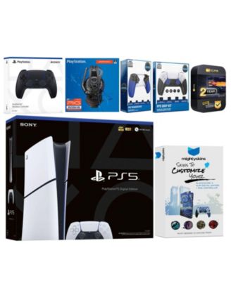 Playstation 5 Slim Digital with Extra Midnight Black Controller, Plantronics Headset, Trigger Stop Kit, FPS Grip Kit and MightySkins Decal Vouche