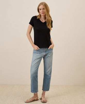 売れ筋商品|||パクト カットソー トップス レディース Women's Organic Cotton Featherweight Slub V-Neck Tee Smoke Pact Women's Organic Cotton Featherweight Slub V-Neck Tee
