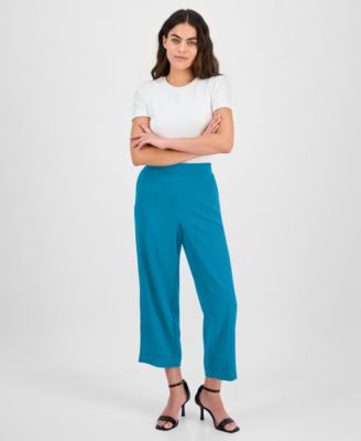 AK Anne Klein - Petite Pull-On Mid-Rise Wide-Leg Pants