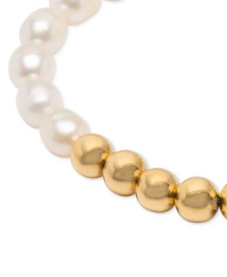 Gold-Tone Freshwater Pearl Beaded Flex Bracelet 