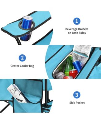 Portable Folding Picnic Double Chair With Umbrella