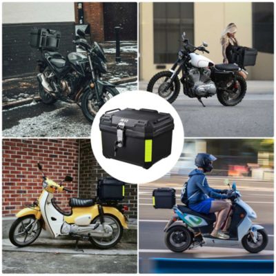 45L Universal Motorcycle Tour Tail Box Scooter Trunk Storage with Backrest Safety Lock
