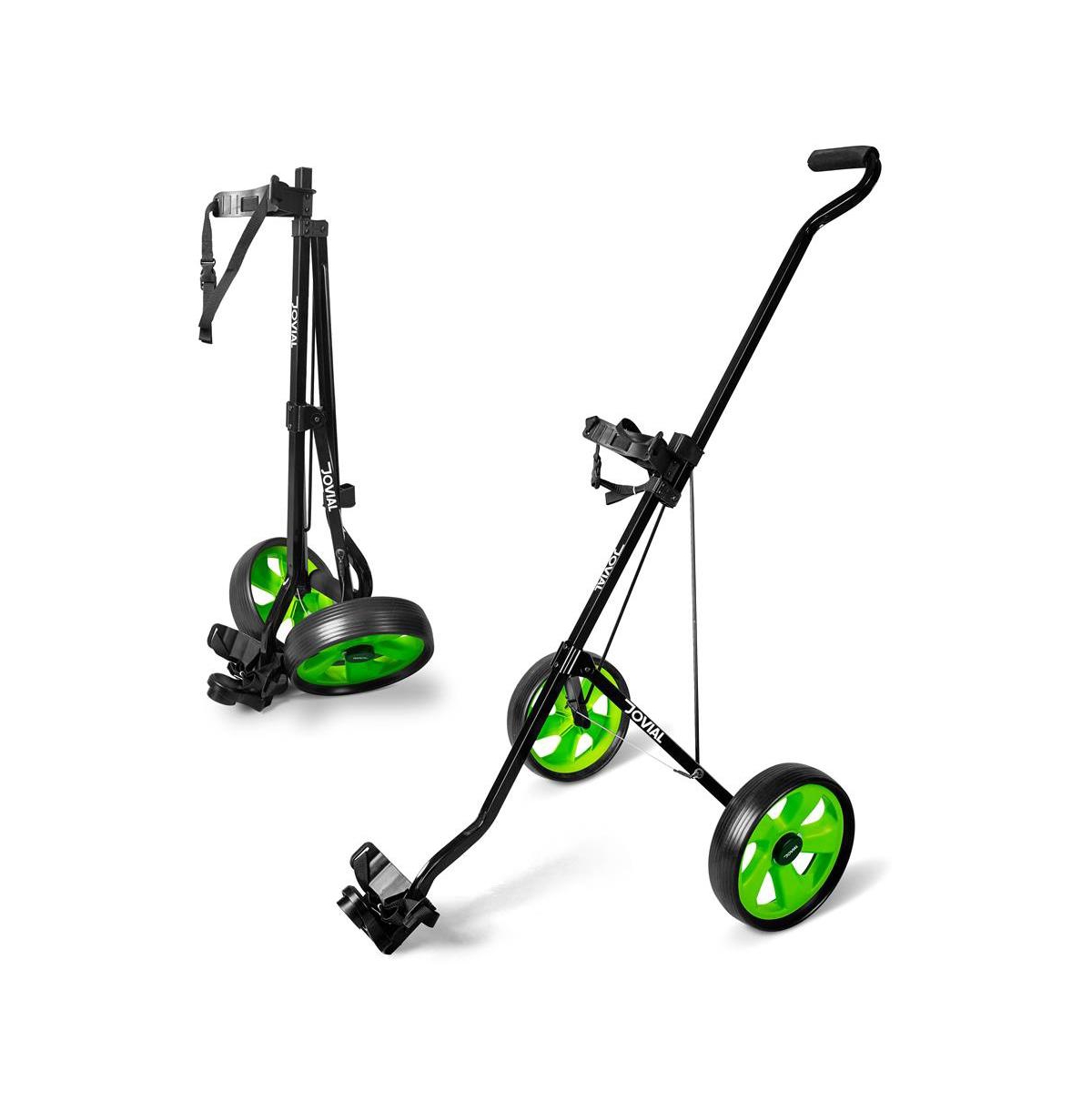 2-Wheel Golf Pull Cart with Adjustable Handle and Foot Brake - Black