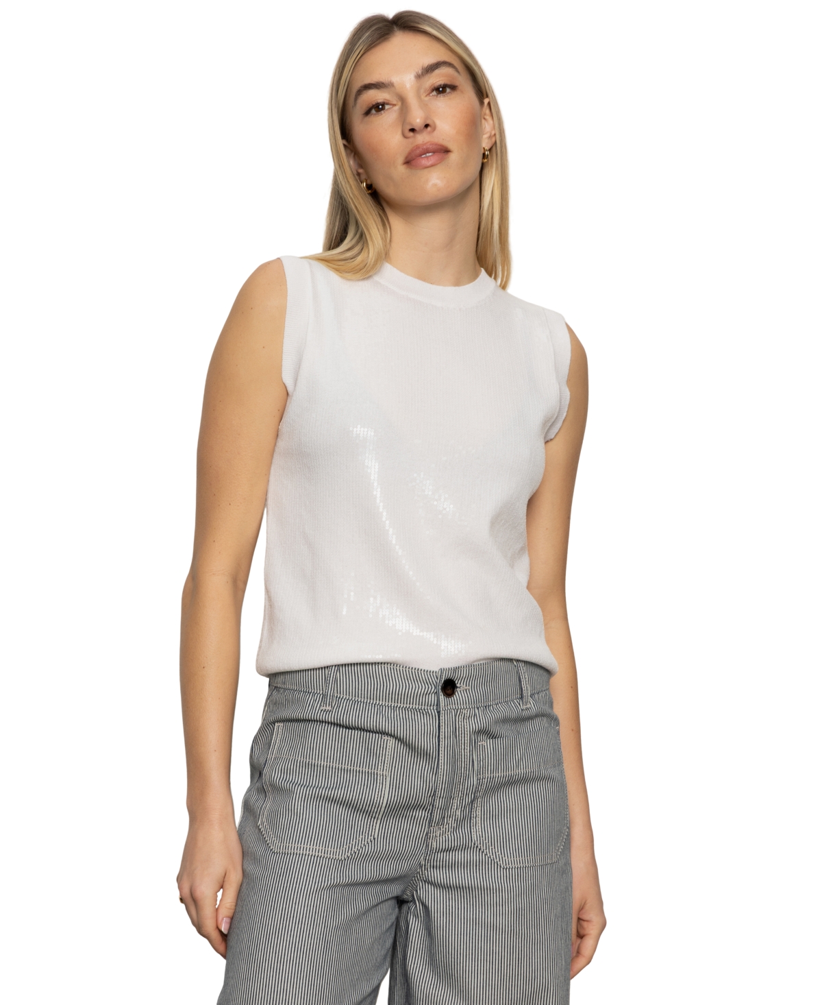 Sanctuary Women's Sequin Sleeveless Pull-on Sweater