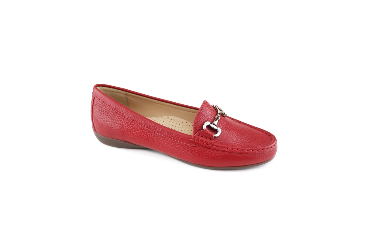 Womens Carter Road Slip On Comfort Buckle Loafer - Cognac grainy