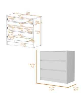 Manufactured Wood 3-Drawer Handle-Free Dresser
