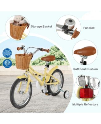 16" Kids Bike with Training Wheels & Adjustable Seat | Safety Reflectors, Bell for Ages 4-8