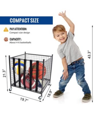 44 lbs Weight Capacity Rolling Sports Ball Storage Cart with Elastic Straps