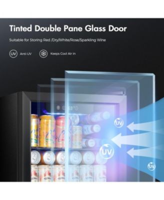 1.3 Cu Ft Mini Beverage Fridge — 12-Bottle & 48-Can Cooler, Glass Door, Digital Temp Control — Compact Drink Cooler for Home, Office, Bar