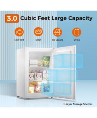 3.0 Cu Ft Upright Mini Freezer — Adjustable Thermostat, Removable Shelves, Reversible Door — Ideal for Bedrooms, Homes, Dorms, Apartments
