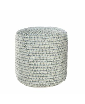 Round Geometric Polyester Pouf Ottoman for Indoor and Outdoor Seating