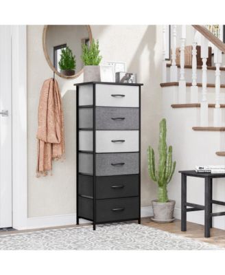 Steel and Fabric Six-Drawer Chest for Bedroom Closet and Home Storage