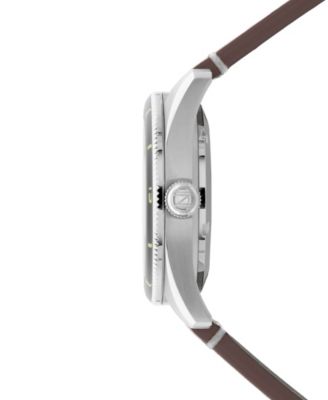 Men's Fleuss Automatic Brown Leather Strap Watch, 43mm