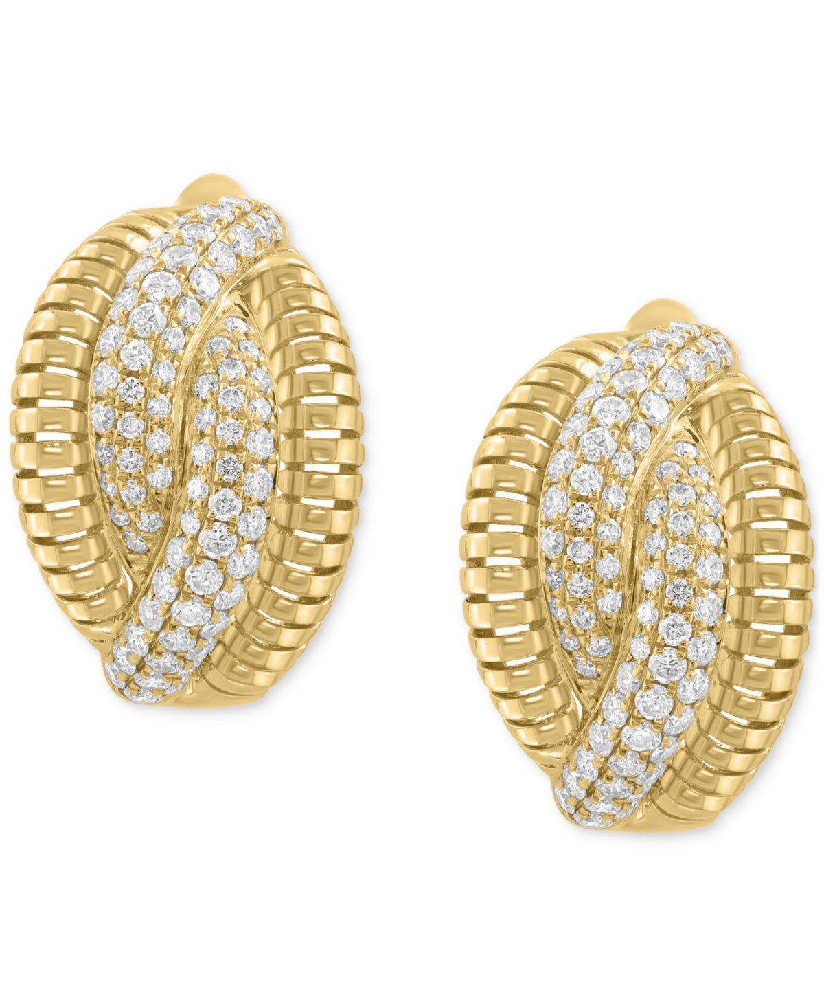 EFFY COLLECTION EFFY DIAMOND PAVE ABSTRACT STATEMENT EARRINGS (1-1/10 CT. T.W.) IN 14K GOLD 