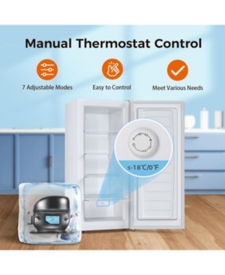 Upright Freezer — 6.0 Cu Ft Deep Freezer with Reversible Door, Removable Shelves, Adjustable Thermostat