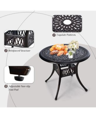 3PCS Cast Aluminum Patio Bistro Set Outdoor Dining Table & Chair Furniture Set