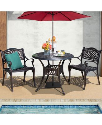 5PCS Cast Aluminum Patio Bistro Set Outdoor Dining Table & Chair Furniture Set