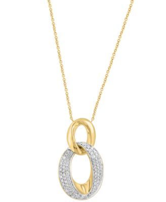 EFFY&reg; Diamond Interlocking Loop Pendant Necklace (1/2 ct. t.w.) in 14k Gold, 17" + 1" extender