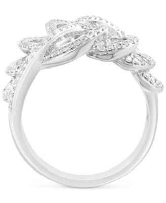 EFFY&reg; Diamond Round & Baguette Curved Cluster Statement Ring (1-1/2 ct. t.w.) in 14k White Gold