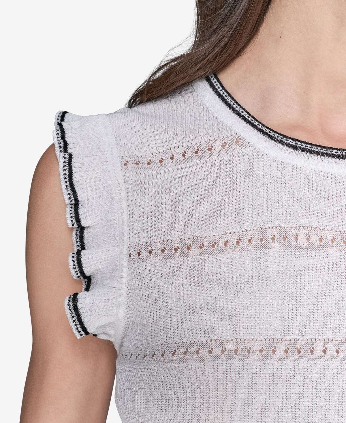 Shop Karl Lagerfeld Women's Pointelle Knit Sleeveless Top