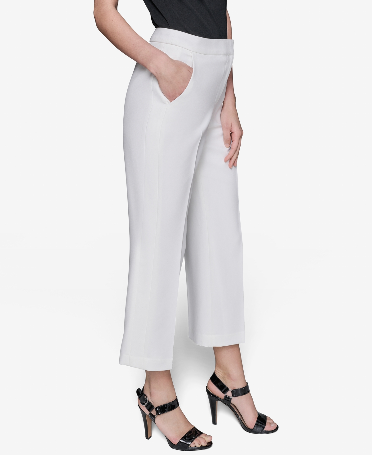 Karl Lagerfeld Women's Cropped Wide-leg Mid-rise Pants